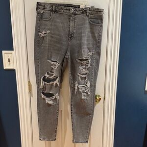 American Eagle Outfitters High Rise Distressed Black Jeans